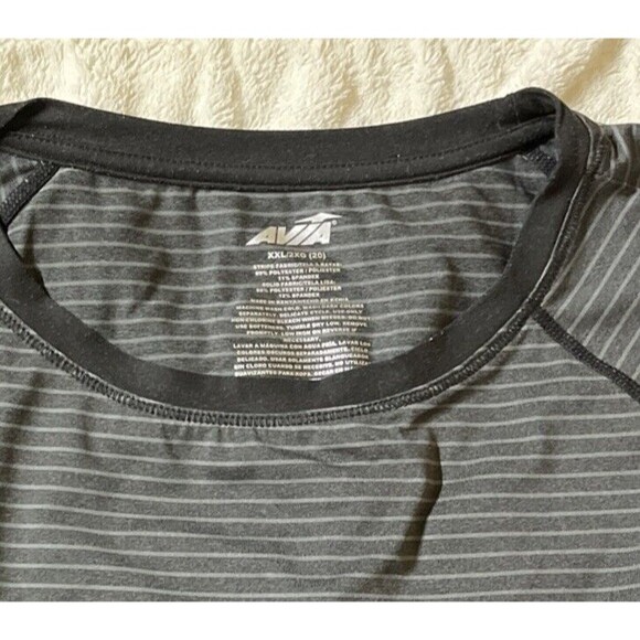 Avia Activewear Women's's Size 20 XXL Gather Long Sleeve Shirt Black Stripes - Picture 7 of 7